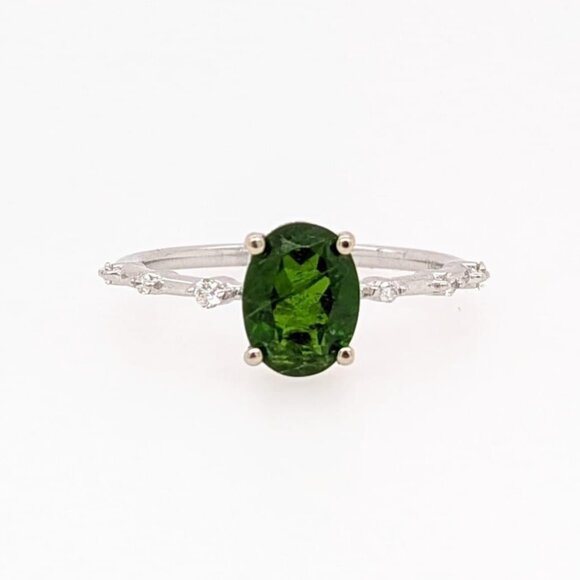 1.27cts Tsavorite Garnet Ring in Solid 14K Gold with Earth Mined Diamond Accents - Picture 1 of 7